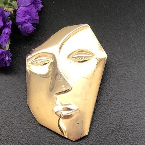 Vintage  1 Side Half Face Abstract Brooch Pin 1990 

Modern - Picture 2 of 6
